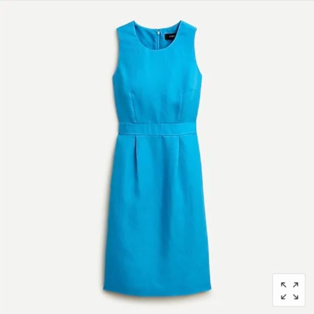 NEW! J. CREW $178 2P XS Petite Structured Linen Sheath Dress in Turquoise